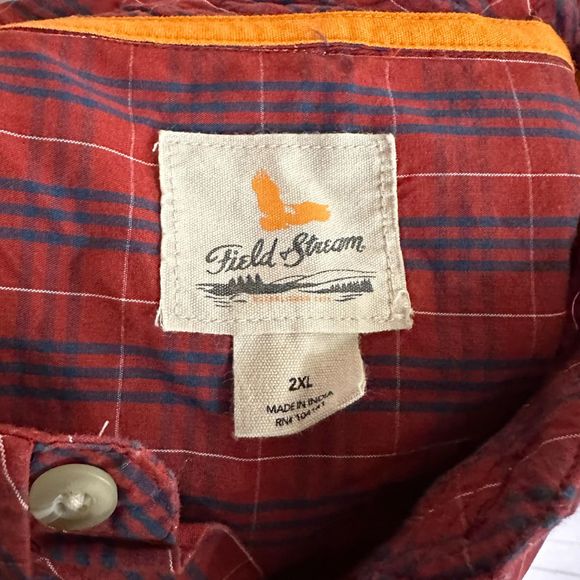 Field & Stream Red & Blue Plaid Long-sleeve Dress Shirt, Size 2XL, Pre-owned - Picture 6 of 7